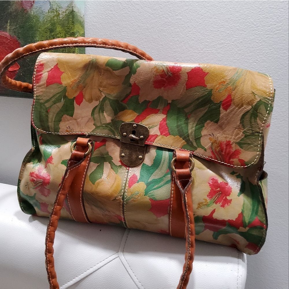 Patricia Nash Vienna Floral Painted Leather Satchel